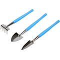 Miniatyrbilde 1 av 5: Miniatyr Hage Spade Sett for Planting - Kompakt Mini Rustfritt Stål Tredelt Pottemontert Blå