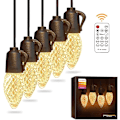 Miniatyrbild 1 av 5: Utomhus String Lights 49ft, Slagtåliga Led Utomhuslampor Vattentäta Patio String Light Med 20st C35 Glödlampor Kommersiella Hängande Ljus För Café Bistro