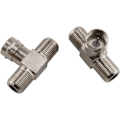 Miniatyrbillede 4 af 5: 2-pak Zink Legering Han til Dobbelt Hun 3-vejs Splitter Adapter Han til 2 Hun Koaksialkabel Stik F-Type Stik