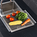 Miniatyrbilde 3 av 4: Oppvaskstativ i rustfritt stål, 52x33CM bestikkholder, sammenrullbar flerbruks oppvaskstativ til å plassere over vasken, oppvaskstativ