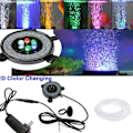 Miniatyrbillede 4 af 5: LED Akvarium Luftsten Fiskedam Bobler Lys Luftsten Diffusor Dekoration Lampe Med Sugkop Farverig Baggrundsbelysning (2,2 tommer Lysdisk (ingen Fjernbetjening))