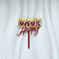 Miniatyrbillede 1 af 5: 5 stk. 2025 Kagepynt Glad Nytår Akryl Kagepynt Babyshower Kage Fødselsdagsfest Kage Flag Dekorationer