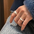 Miniatyrbild 5 av 5: Silver Handmade Bred Konvex Bandring, Klassisk Halvblank Finish Wrap Band, Kan Passa Även Som Tumring, Present till Hennes