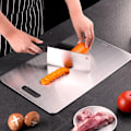 Miniatyrbild 3 av 6: 316 Rostfritt Stål Skärbräda i Titan, Dubbelsidig Skärbräda i Rostfritt Stål för Kött, Skärbräda för Frukt 34x23cm
