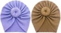 Mjuka nyföddmössor, 2-pack, söta knutna Leichter Lila+kaffee Einheitsgröße