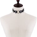 Miniatyrbillede 4 af 5: Sort Dame Choker Halskæde, Justerbar Læder Gotisk Punk Rock Choker Halsbånd til Kvinder Piger Drenge Mænd (33cm~39cm)