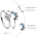 Miniatyrbillede 3 af 8: Celestial Sol og Måne Ringsæt, Glitrende Sol Ring/Blå Måne Ring Sølv 5