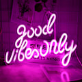 Miniatyrbild 2 av 4: Rosa Good Vibes Neon-skylt - Neonljus för sovrum, LED-neonskyltar för väggdekoration