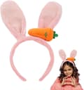 Easter Bunny Ears Headband (Pink) with Carrot, 1 Rabbit Headband,