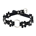 Miniatyrbillede 1 af 5: Sort Dame Choker Halskæde, Justerbar Læder Gotisk Punk Rock Choker Halsbånd til Kvinder Piger Drenge Mænd (33cm~39cm)