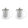 Miniatyrbilde 1 av 5: 2x 5 størrelser Premium Klar Borosilikat Glass Tekanne Med Infuser 380ml