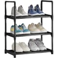 Stackable 3-Tier Small Shoe Rack, Narrow Shoe Storage, Black Shoe Shelf for Hallway, Bedroom, Quick Assembly