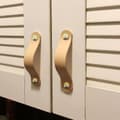 Miniatyrbillede 2 af 2: 4 stk. læderhåndtag til skuffer (hulafstand 128 mm, hudfarvede)