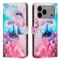Compatible with iPhone 17 Pro Max Kickstand Case Marble Pattern PU Leather Wallet Case Multicolor Pink Purple Multicolor Pink Purple