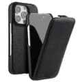 Miniatyrbild 1 av 4: MELKCO Magnetic Case for iPhone 16 Pro Vertical Flip Genuine Leather+PC Shockproof Cover - Multicolor Black