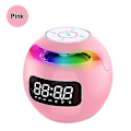 Pikkukuva 1 / 3: Digitaalinen LED-herätyskello Pyöreä Yöpöydän Yövalo Koti TF Radio Bluetooth-kaiutin Vaaleanpunainen