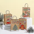 Miniatyrbild 3 av 5: 24-pack julklappspåsar i kraftpapper, 4 olika stilar, papperspåsar med handtag, julklapp