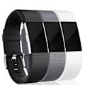 Miniatyrbillede 1 af 5: Fitbit Charge 2 armbånd silikone 3-pak Sort/Grå/Hvid (S)
