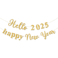 Miniatyrbild 3 av 5: 3 st Happy New Year Bokstäver Glittrande Flaggor Lätt att Hänga Skapa Atmosfär Vibrerande Festdekorationer Långvarig Flaggor