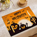 Pikkukuva 3 / 5: Halloween-aaveet ja kurpitsa-alustat, 4 kpl, noita, pelottava lepakko, pestävät, keittiön ruokapöydän lämmönkestävä koriste