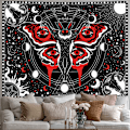 Miniatyrbillede 1 af 4: 95x73CM Mothman Vægtæppe Skalle Vægtæppe Gotisk Vægtæppe Sort Rød Vægtæppe Mandala Vægtæppe til Soveværelse Stue Hjemmeindretning