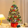 Christmas Tree 60 cm, Artificial Christmas Tree, Mini Christmas Tree with Fairy Lights and Decorations