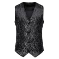 Miniatyrbillede 1 af 3: Mænds Metallic Paisley Trykt Suit Vest WaistcoatLblack black L
