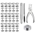 50 set Rostfritt Stål Tryckknappar, 15mm Kraftiga Tryckknappar Hatt (200st)