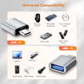 Miniatyrbilde 4 av 6: 4-pakning USB til Type-C 3.2 Adaptersett: 2 USB til Type-C og 2 Type-C til USB-adaptere