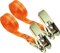 2 Tie-Down Straps - 2.5 cm x 5 m, Ratchet Straps, 800 kg Breaking Strength - for Motorcycles, Trailers - Orange