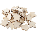 Miniatyrbild 4 av 5: 100 st Mini Lövträ Lönnlöv DIY Hantverk Utskurna Trä Lönnlövformade Oavslutade Träprydnader för DIY