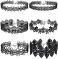 6-pak Chokerhalskæde Sort Choker Blonde Choker Gotisk Halskæde til Kvinder Piger, Sort