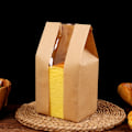 Miniatyrbillede 1 af 5: Kraftpapirpose, Stående Pose, Mademballage med Vinduepose Kraftpapir Forseglingsposer - 120*90*300mm