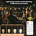 Miniatyrbild 2 av 5: Utomhus String Lights 49ft, Slagtåliga Led Utomhuslampor Vattentäta Patio String Light Med 20st C35 Glödlampor Kommersiella Hängande Ljus För Café Bistro