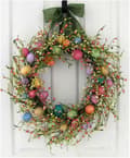 Easter Wreath with Eggs and Mixed Branches Spring Flowers Berry Garland Decor Front Door Decoration Suitable for Home Wall Hanging