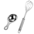 Miniatyrbilde 2 av 3: 2 stk 1 sett Slitesterk eggpisk Eggpisker Rustfri eggeplomme-separator (sølv)Sølv27x7x7cm Silver 27x7x7cm