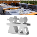 Miniatyrbild 4 av 5: Pojke Flicka ihålig mönster smidesjärn konst vertikal servetthållare papper servetthållare arrangör för barer matbord (Silver)