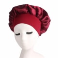 Pikkukuva 1 / 3: Unihiukset Naisille, Luonnollinen Silkki Yömyssy Elastisen Nauhan Kanssa Wine red 1pcs