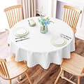 Waterproof vinyl tablecloth, round heavy-duty tablecloth, wipeable tablecloth for kitchen and dining room (white, 60  \" round)