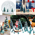 Miniatyrbillede 5 af 5: 50 stk. Mini Kunstige Juletræer (3,5/4,5/6,5/8,5 cm) Små Miniaturetræer Med Sneeffekt Grøn Julebord Dekoration Showcase DIY
