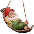 Pikkukuva 1 / 4: 18 cm:n Nojautuva Tonttu Puutarhahahmo Puutarhan Tonttuhahmo Hammock-Hartsista Vedenkestävä Puutarhan Tonttu Tonttu Puutarhan Koriste Ulkotilojen Terassille