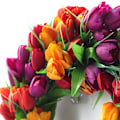 Miniatyrbilde 1 av 5: 3-farget blomsterkrans 20 tommers tulipan krans blomsterkranser for inngangsdør, vår silkekrans med grønne blader for vindu