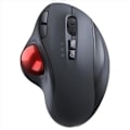 Miniatyrbillede 1 af 5: 2.4G trådløs Bluetooth dual-mode, Sort rød ergonomisk trackball-mus, optisk rullekuglemus, programmerbar lydløs knap
