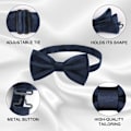 Miniatyrbilde 3 av 7: Herr Bow Tie, Klassisk ensfarget sløyfe for menn, Satin Tux Sløyfe, Justerbar formell sløyfe for fest, bryllup 3pcs-Navy blue