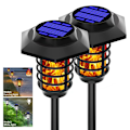 Miniatyrbillede 1 af 5: 2 stk. Solcelled Flammelys Udendørs Vandafvisende Landskabsbelysning Fakkel Lampe Havegård Græslys