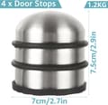 Miniatyrbilde 2 av 6: 4 stk dørstoppere i rustfritt stål 1,2 kg dørstopper krom dørstopper dørstopper med gummibufferring metall runde dørstoppere for