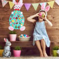 Miniatyrbild 3 av 5: Easter Felt Bunny Wall Hanging Set with Removable Decorations, Festive Holiday Decorations for Home Decor