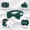 Miniatyrbilde 3 av 7: Herr Bow Tie, Klassisk ensfarget sløyfe for menn, Satin Tux Sløyfe, Justerbar formell sløyfe for fest, bryllup 3pcs-DARK GREEN
