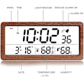 Miniatyrbild 5 av 5: Digital väckarklocka, Elektronisk LCD-tidsvisning Träbordsklocka, A