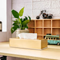 Miniatyrbilde 3 av 4: 304 Rustfritt Stål Vevboks Rektangulær Serviettholder Serviettdispenser for Bad Spisestue Hotell Hjem Kontor Dekor Gull